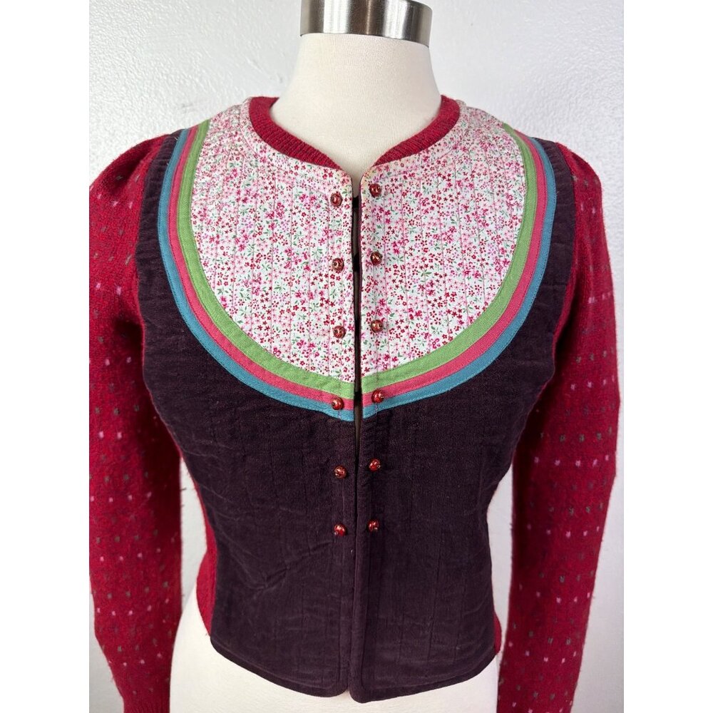 Moth Anthropologie Wool Blend Floral Yoke Cardigan Size Medium - Picture 10 of 16